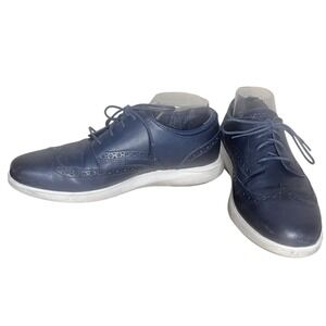 Cole Haan Mens Grand OS‎ Marine Blue Leather Wingtip Oxford Shoes Men's Size 8.5